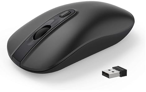 cimetech Mouse Wireless, Mouse Silenzioso Portatile Ottico Senza Fili 2.4G con Ricevitore Nano, Compatibile con Windows 10/8/7/XP/Vista, per Business e Casa (Batteria, Nero)