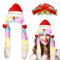Qunkun LED Weihnachtsmütze - Plüsch Nikolausmütze Mit Beweglichen Ohren für Erwachsene und Kinder - Lustiger Weihnachtsmann Hut