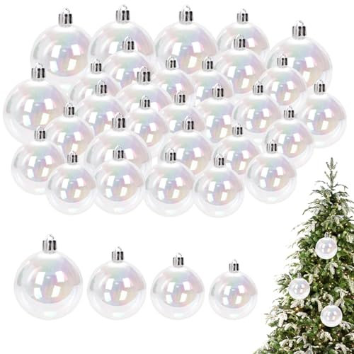 Weihnachtskugeln Kunststoff Klare Baubles Schillernden Baubles Christbaumkugeln 30pcs 3/4/5/6 cm Bruchsicherer Bagubles GläNzend HäNgende Schillern Ornamente Kugeln Weihnachten Partybaumdekorationen