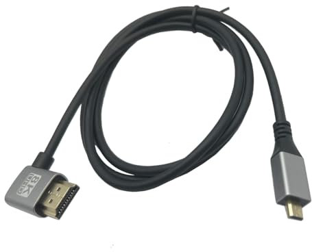 LiKuCo Micro HDMI to HDMI Angled Cable 8k;Slim Micro HDMI 2.1 Supports 8K@60Hz, 4K@120Hz, 1080P, 3D, ARC, HDR, Suitable for Camera,Projector, Monitor, TV (Right Angled)