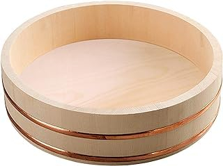 Japonés - Hangiri - Grande - Hangiri 60 cm - Hangiri para sushi - Madera en blanco - Cuenco de arroz - Tazón para mezclar arroz - Tazón para mezclar sushi - Contenedor de arroz - Sushi de madera -