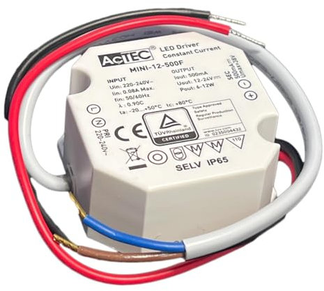 A2ZWORLD Led Driver, Corrente Costante, 12W 500mA 12-24V, Mini Alimentatore per Strisce Led, IP65