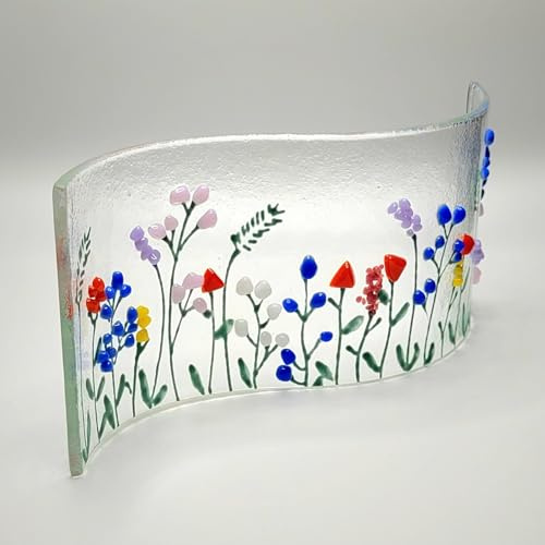 Handmade fused glass wildflower meadow