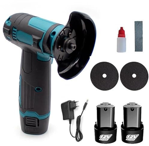 Mini Smerigliatrice con Valigetta, Flex, Wireless, 12V, 76MM, 19500RPM, Mini Smerigliatrice Doppia Batteria, per Taglio, Potatura, Angolare, Protezione Disco, Taglio Perfetto