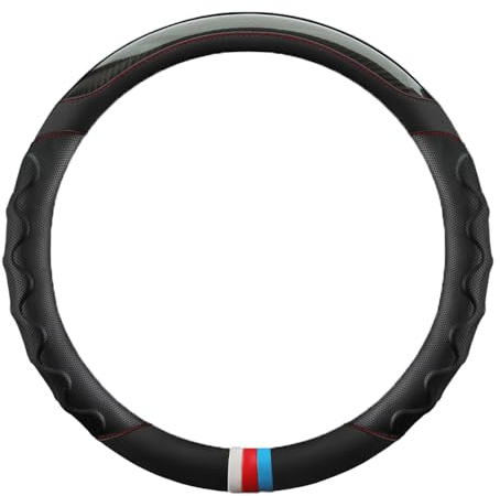 Gluc Mikrofaser Leder Auto Lenkradbezug für BMW E90 E92 325i 325xi 328i 328xi 330i M3 2006-2013, Lenkrad Abdeckung Auto Lenkradbezug Anti Rutsch,Black