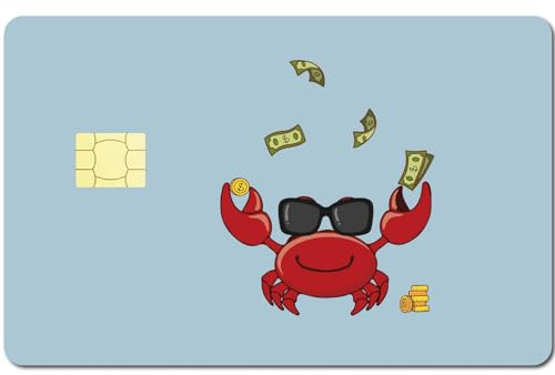CREATCABIN Karten-Skin-Aufkleber,Krabbe,Geld,Debitkarte,Kreditkarte,Skins,Die Bankkarten Schützen,Abziehbilder,Wasserdicht,Kratzfest,Keine Blasen,Schlank Für EBT-Transport,Schlüsselkarte,186x137mm