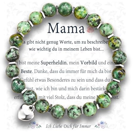 FAOMZQ Mama Geschenk, Perlenarmband Geschenke für Mutter, Afrikanischer Türkis Armband Schmuck für Beste Mama zum Muttertag Geburtstag Weihnachten, Grün