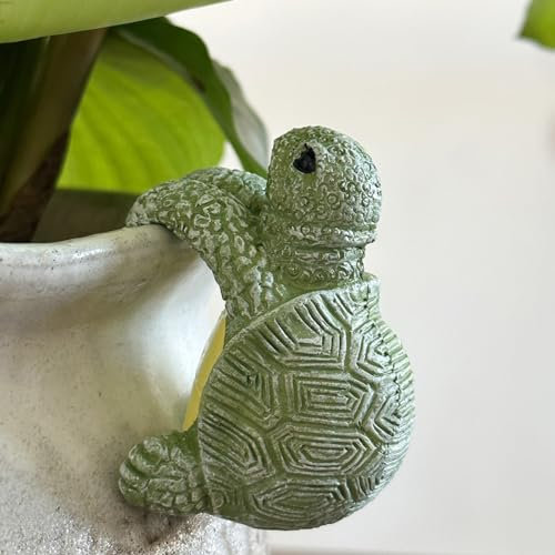 JARPSIRY Lindas figuras de tortuga trepadora de resina para colgar, decoración de maceta para el hogar, jardín, valla, balcón, patio, césped, patio