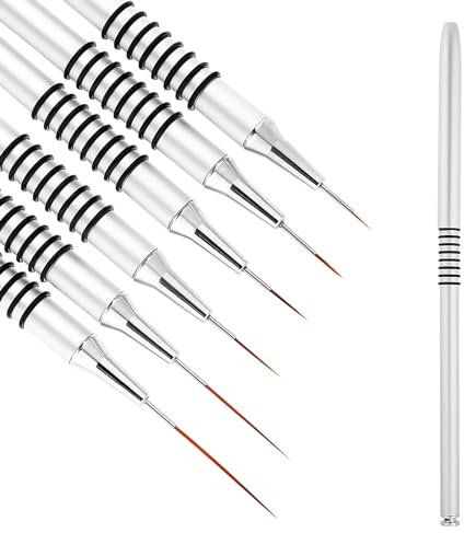 Qianyu 6 Pcs Nail Art Liner Brushes Detail Design Striping Brushes Thin Manicure Drawing Pen Set Fine Nailart Striper Painting Tool for Polish Gel Acrylic Nails DIY Home Salon