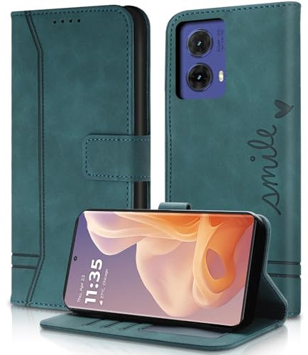 AsWant Handyhülle für Motorola Moto G85 Hülle Leder- Premium Klapphülle Tasche Kartensteckplatz Magnetschnallenhalter Schutzhülle für Motorola Moto G85 (Grün)