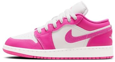 NIKE Air Jordan 1 Low GS Grade School Trainers Sneakers Fashion Shoes FV8486 (Pink/White 600) Size UK6 (EU39)