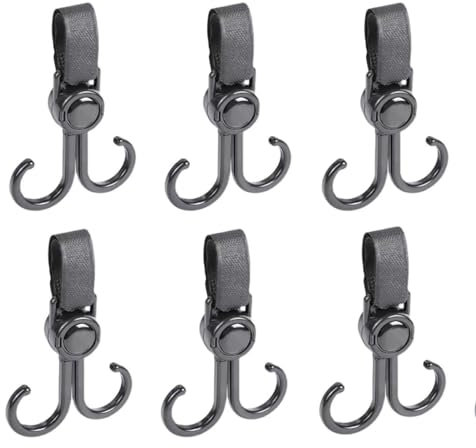 Adjustable Stroller Hook Hanger,6-Pack Storage Hook Clips for Indoor and Outdoor Hanging Shopping Dressing and Diaper Bag