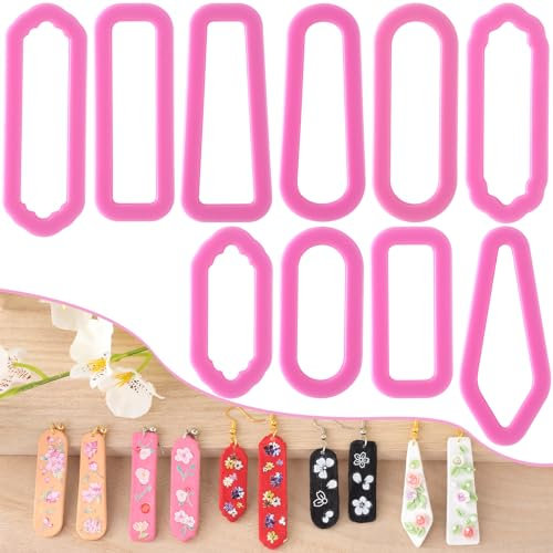 Isslly 10 PCS Long Dangle Shape Clay Earring Cutters, Clay Cutters for Polymer Clay, Jewelry Earring Cutters for Polymer Clay