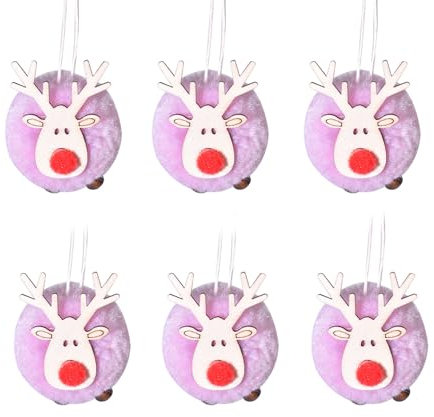 HSTWODE 6 Stück Ca. 4cm kugelförmig Cute Elk Pendant，Weihnachtsdekoration Hängende Dekoration Hängende Weihnachtsfeier Dekorativer hängender Elch (Rosa 6 Stück)