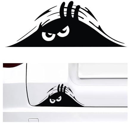 JNNJ Ensemble De Autocollants Voiture-Monstre, Peeking Monster Autocollant Voiture, Cartoon Funny Peeking Monstre en Vinyle Autocollant, Autocollants Yeux De Monstre pour Voiture(Noir2)