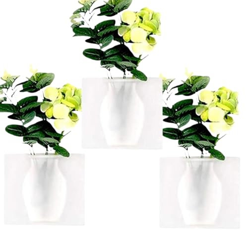 Magische Vase aus Silikon, selbstklebende Aufbewahrungsdekoration für Blumensträuße, an der Wand montierte, wiederverwendbare, abnehmbare Blumentöpfe für Wand, Glas, Fenster, Kühlschrank, Badezimmer