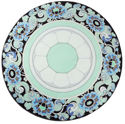 Betadistor Boho Floral Round Rugs for Bedroom - 120CM Circle Cute Area Rug Machine Washable Non-Slip Soft Floor Mats for Girls Play Room 405-06120