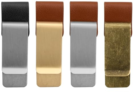Granvoo Lot de 4 Porte-stylo en Cuir Clip Métal, Porte-crayons pour Carnet Rétro, Pu-leather Pen Holder for Diary, Adapté au Journal et au Bloc Notes, Pen Loop Holder pour Carnet de Voyage