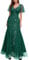 MIUSOL Women's Elegant V-Neck Tulle Sequin Embroidered Prom Bridesmaids Party Gown Formal Long Dress (Small, Dark Green)