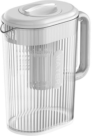 Pitcher with Lid | Beverage Pitcher with Lid | Water Pitcher with Cover | Glass Pitcher with Lid, Pitcher for Iced Tea with Lid, Pitcher with Spill-Proof Lid