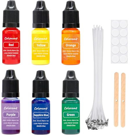 Candle Dye, 6 Colors Candle Dye for Soy Wax, Highly Concentrated Oil-Based Liquid Candle Colour Dye, Candle Wax Dye for Wax Melt, Candle Colours for Candle Making