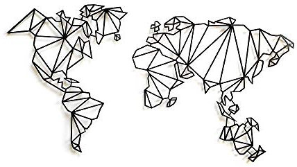 Decorizzly® Weltkarte aus Metall Magnettafel Wanddeko,120cm x 65cm Geometrische Moderne und Einzigartige Wanddekoration, Hauptzusatz, Dekoration World Map magnetisch (GEO Karte)