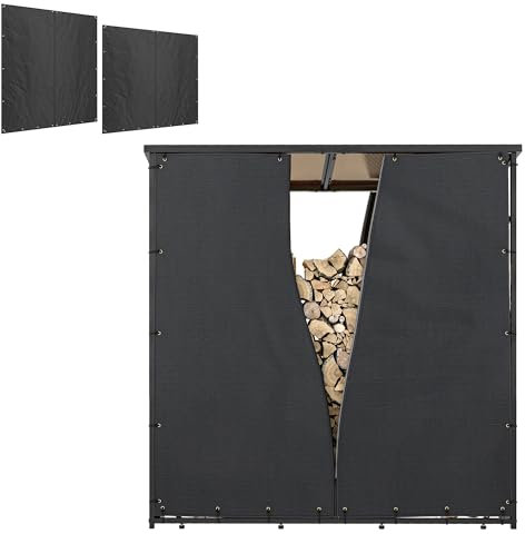 Outsunny Lot de deux housses de protection pour range bûches, housses pour porte-bûches de bois de chauffage, pour support de bois de chauffage XXL 185 x 70 x 185 cm, toile Oxford 600D, noir