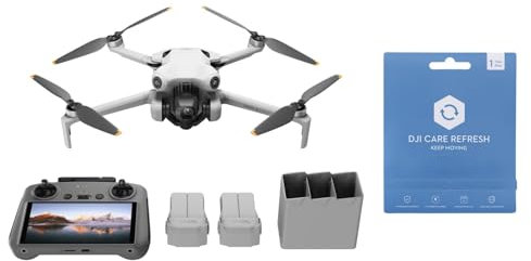 DJI Mini 4 Pro Fly More Combo mit DJI RC 2 Fernsteuerung inkl. Care Refresh 1-Jahres-Schutzpaket, faltbare Mini-Drohne mit 4K-Kamera, unter 249g, 34 Minuten Flugzeit, 2 zusätzliche Akkus, Klasse-C0
