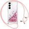 Vauki Cover per Samsung Galaxy A16/A16 5G con Cordino, Trasparente Glitter Liquido Antiurto Tracolla Custodia, Antiurto Antigraffio Silicone Bumper Laccio Protettivo Case per Samsung A16 5G, Rosa