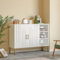 DAWNYIELD Versatile Sideboard with Curved Texture, Wooden Buffet Storage Cabinet with 2 Doors and 3 Tier Shelves, Buffet Table for Kitchen Living Room Hallway, Cream Colour, 110 X 35 X 82 cm