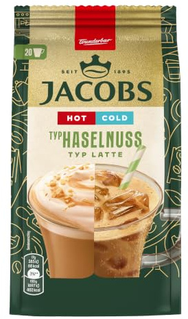 Jacobs Typ Latte Haselnuss, Getränkepulver mit löslichem Bohnenkaffee, Instant Kaffee, für 20 Getränke, 340 g