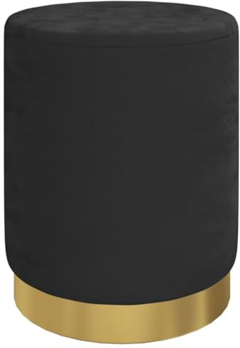 vidaXL Aufbewahrungshocker Rund Sitzhocker Polsterhocker Fußhocker Rundhocker Sitzpouf Pouf Hocker Schemel mit Stauraum Wohnzimmer Schwarz Samt 31 x 37 cm