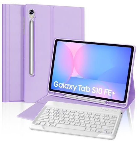 FOGARI Keyboard for Samsung Galaxy Tab S10 FE Plus 2025 13.1 inch, Case for Samsung Galaxy Tab S10 FE Plus/S10 FE+ 13.1, Magnetic Detachable Bluetooth UK Layout Keyboard Cover, Violet