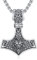 Chaîne marteau de Thor en argent 925 avec pendentif marteau de loup viking avec long collier, bijoux nordiques pour hommes