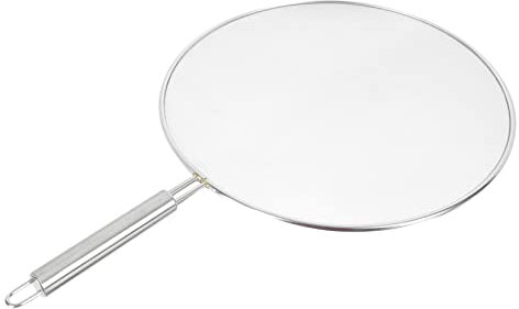 KICHOUSE 1 Stück Anti-Spritzer-Ölabdeckung Ersatz Bildschirme Sieb Spritzschutz für Pfanne Pfannendeckel mit Filter Öldichter Deckel Haushaltsfilterdeckel Rostfreier Stahl Silver