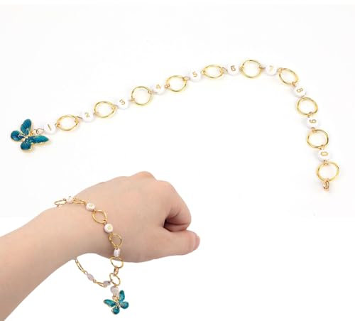 Mikovivi Knitting Row Counter Chain, 0-9 Stitch Markers Alloy Crochet Row Counter Bracelet with Exquisite Butterfly Pendant for Crocheting Weaving Sewing Handmade Craft Accessories