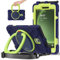 Compatible con Samsung Galaxy Tab Active 3 20.3 cm 2020 T570/T575/T575N/T577, soporte de mango multifunción giratorio de 360 grados + correa para el hombro funda protectora resistente (azul marino)