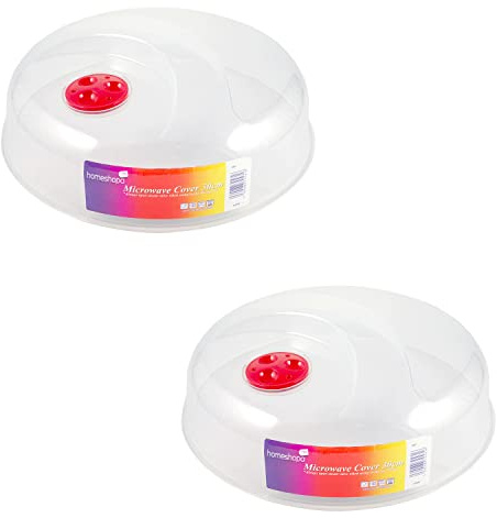 HOMESHOPA Microwave Plate Cover, 30cm 2 Pack Microwave Splatter Guard Lid with Steam Vents, Plastic Transparent Ventilated Food Plate Dish Cover Kitchen Cooking, BPA Free & Dishwasher Safe