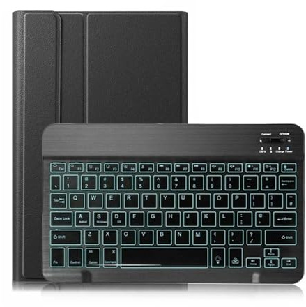 kuaijiexiaopu Custodia in similpelle ultrasottile con tastiera retroilluminata staccabile compatibile con Lenovo Tab M10 FHD Plus da 10,3 pollici TB-X606F/X606X(Nero)