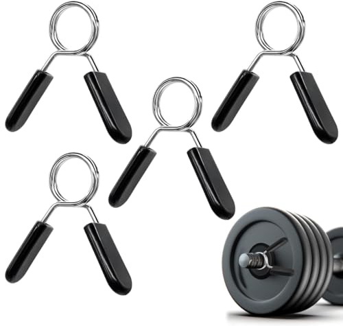 4 Piezas Abrazaderas de Resorte para Mancuernas y Barra de Pesas 25mm, Collares de Clip de Resorte, Collares de Resorte para Levantamiento de Pesas,Entrenamiento de Fuerza