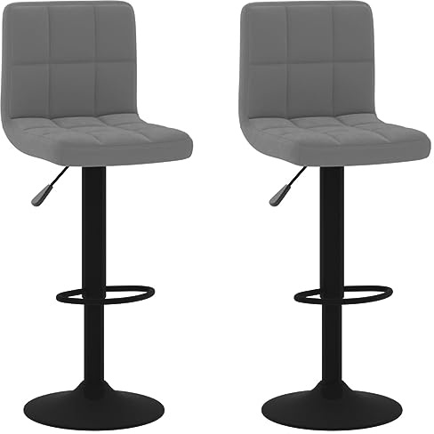 Qnhdfrt Juego de 2 taburetes de bar de terciopelo gris oscuro, altura ajustable, 90-111 cm, taburete giratorio con reposapiés, estructura cromada, 40 x 47 cm, diseño moderno para cocina, mostrador o