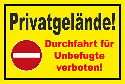 Schild - Verbot der Einfahrt - Privatgelände - Einfahrt für Unbefugte verboten – 30x20cm | stabile 3mm starke Aluminiumverbundplatte – S00358-010-C +++ in 20 Varianten erhältlich