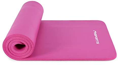 MSPORTS Gymnastikmatte Studio 183 x 61 x 1,0 oder 1,5 cm | inkl. Übungsposter und Tragegurte | Hautfreundliche - Phthalatfreie Fitnessmatte - sehr weich | Yogamatte (Pastellpink, 183 x 61 x 1 cm)
