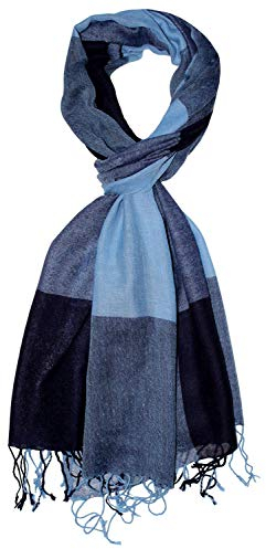 Lorenzo Cana Luxus Schal Schaltuch 50% Kaschmir 50% Wolle vom Merino-Lamm Wolle Kaschmirschal Gewebt Herrenschal Männerschal, Kariert-hellblau-dunkelblau, 70 x 180 cm