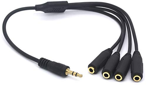 Tomost Cavo splitter per cuffie a 4 vie da 3,5 mm, jack stereo TRS da 3,5 mm, cavo audio stereo per telefono cellulare, tablet, altoparlante, microfono, cuffie, smartphone