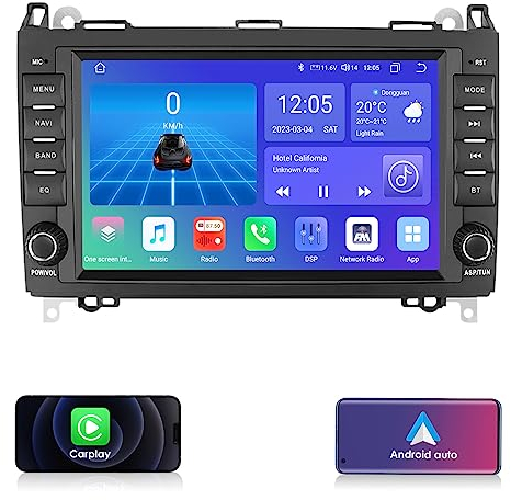 Android 12 Car Radio GPS Navigation for Mercedes-Benz A-W169 B-W245 Vito Viano Sprinter 2500/300 Crafter, 8 Inch QLED Touchscreen GPS Navigation with Carplay Weather WiFi 4G LTE DSP SWC
