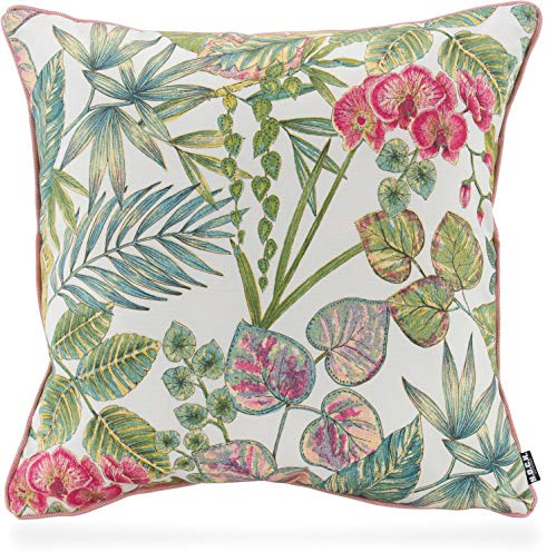 H.O.C.K. Eliza-Bouquet Outdoor Wendekissen Blumen-Motiv mit Keder 50x50cm wasserabweisend/lichtecht (6-7) (50x50cm, Berry)