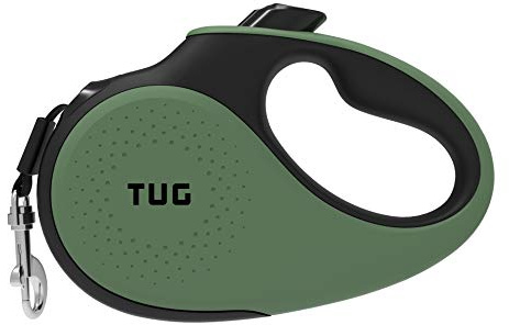 TUG 360° Tangle-Free Retractable Dog Lead for Up to 50 kg Dogs | 5 m Strong Nylon Tape | One-Handed Brake, Pause, Lock (Large, Green)