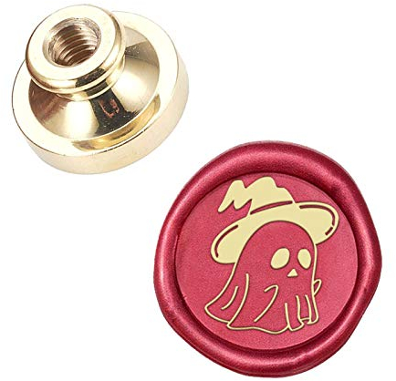 craspire Halloween-Wachssiegel-Stempelkopf, Geist, Abnehmbarer 25-Mm-Siegel-Stempelkopf Aus Messing Für Halloween-Partys, Kreative Geschenkumschläge, Einladungskarten, Geschenke, Warp-Dekoration