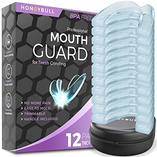 HONEYBULL Knirscherschiene für Nacht, Bequemer individueller Mundschutz für das Zähneknirschen, Bruxismus und Beißschiene für die Nacht, 12er-Pack - Dick